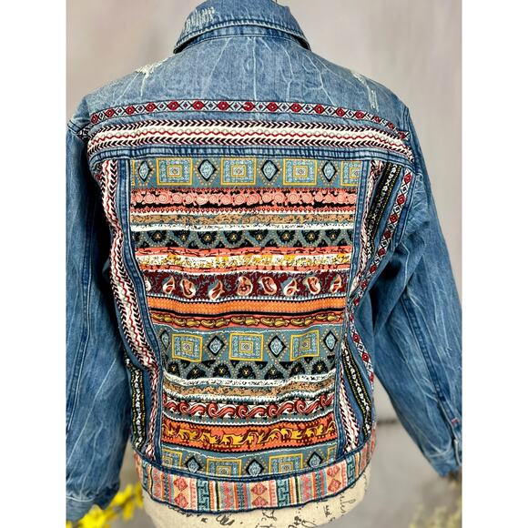 Etienne Marcel Julia Denim Jacket Embroidered Sequins Blue XS - Picture 12 of 16